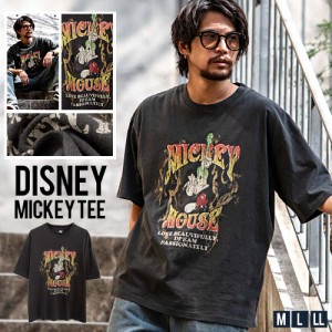 DISNEY ディズニー ミッキー ミッキーマウス Tシャツ メンズ 半袖 半袖Tシャツ おしゃれ プリント 古着風 ビンテージ ヴィンテージ ユニ