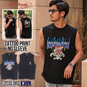 ED HARDY エドハーディー ノースリーブ Tシャツ メンズ ブランド タンクトップ 古着風 ヴィンテージ ビンテージ ユーズド プリント クル