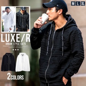 パーカー メンズ おしゃれ ジップアップ ジップパーカー ロゴ ブラック ホワイト 黒 白 M L XL LUXE R ラグジュ ゴルフ ゴルフウェア ゴ