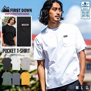 FIRST DOWN ファーストダウン Tシャツ メンズ ブランド おしゃれ 大きいサイズ ポケット付き ポケT 撥水加工 ストレッチ 伸縮性 軽量 ト