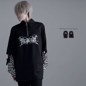 Tシャツ メンズ 半袖 半袖Tシャツ ハーフジップ ハーフZIP ビッグT カットソー TEE アームウォーマー メンズ レディース 服 ビッグシルエ