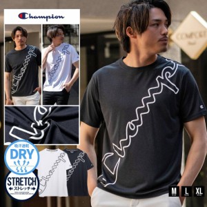 Champion チャンピオン Tシャツ メンズ ブランド 白T 白Tシャツ ロゴ プリント 速乾 ストレッチ 伸縮性 スポーツ アウトドア シンプル ユ