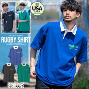 ポロシャツ メンズ ブランド おしゃれ トップス 半袖 ラガーシャツ ラグビーシャツ USAコットン 大きいサイズ ビッグシルエット ゆったり