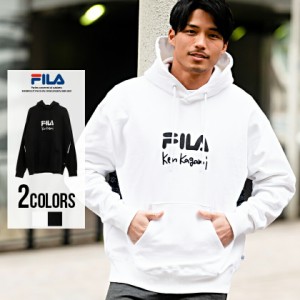 FILA フィラ プルパーカー メンズ フーディー スウェット ヘビーウェイト 裏毛 綿 コットン 厚手 ken kagami 加賀美健 コラボ ヘリテージ