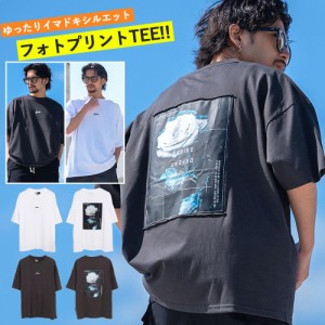 Tシャツ メンズ ブランド おしゃれ 大きいサイズ 半袖 半袖Tシャツ トップス カットソー インナー ロゴ 刺繍 フォトプリント 薔薇 オーバ