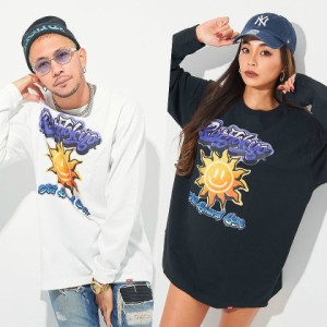 セール SALE Tシャツ メンズ 長袖 RAZZIS ラズ スマイル太陽プリントクルーネック長袖Tシャツ 即日発送 トップス インナー カットソー ロ