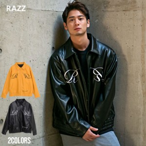 セール SALE スタジャン メンズ ブルゾン 刺繍 PUレザー RAZZ ブランド 韓国ファッション スナップ ストリートファッション ストリート系