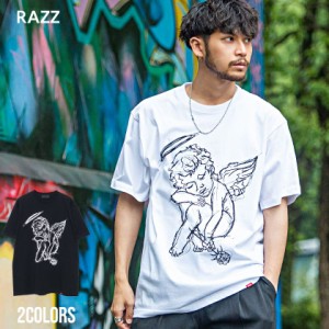 Tシャツ メンズ RAZZIS ラズ ブランド おしゃれ 半袖 大きいサイズ カジュアル ブラック ホワイト トップス カットソー ストリート 韓国