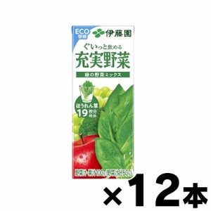 伊藤園　充実野菜　緑の野菜ミックス　200ml紙パック×１２本入ハーフケース　4901085189283