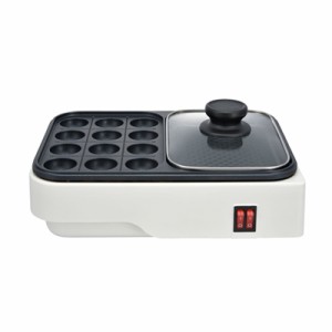 2WAYたこ焼きプレート（ガラスふた付/1000W/コード長1.4m/ホワイト）※お取り寄せ品　4971275814141