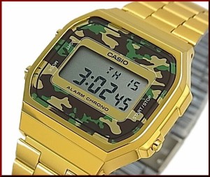 【カシオ/CASIO】アラームクロノ ユニセックス 腕時計 カモフラージュ  ゴールドメタルベルト 海外モデル A168WEGC-3（送料無料）