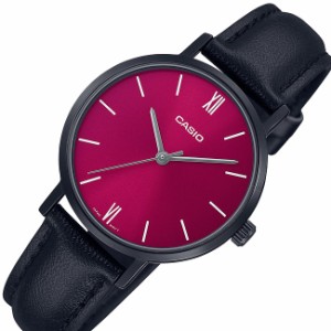 CASIO/Standard【カシオ/スタンダード】レディース腕時計 レッド文字盤 ブラックレザーベルト 海外モデル LTP-VT02BL-4A（送料無料）