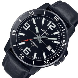 CASIO/Standard【カシオ/スタンダード】メンズ腕時計 ブラックケース ブラック文字盤 ブラックレザーベルト 海外モデル MTP-VD01BL-1B（
