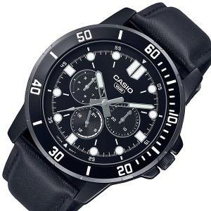CASIO/Standard【カシオ/スタンダード】メンズ腕時計 マルチファンクション ブラックケース ブラック文字盤 ブラックレザー MTP-VD300BL-