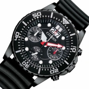 【CITIZEN/シチズン】クロノグラフ メンズ腕時計 ビックデイト ブラックケース ブラック文字盤 ブラックラバーベルト AI7005-12E 海外モ