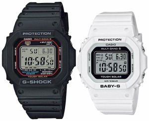 カシオ/G-SHOCK【CASIO/BABY-G】ペアウォッチ ソーラー電波腕時計 ブラック/ホワイト【国内正規品】GW-M5610U-1JF/BGD-5650-7JF