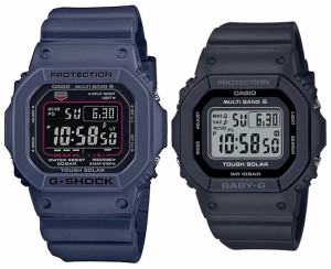 カシオ/G-SHOCK【CASIO/BABY-G】ペアウォッチ ソーラー電波腕時計 ネイビー/ブラック【国内正規品】GW-M5610U-2JF/BGD-5650-1JF