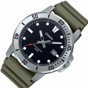 CASIO【カシオ】スタンダード メンズ腕時計 ブラック文字盤 グリーンラバーベルト 海外モデル MTP-VD01-3E