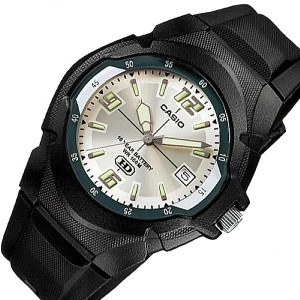 CASIO【カシオ】スタンダード メンズ腕時計 アナログクォーツ シルバー文字盤 ブラックラバーベルト 海外モデル MW-600F-7A