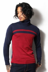 【50%OFF/SALE】MS.ANTLOOP【ミスアントループ】Turtle-neck Knit Sweater(WINE×NVY) ミス アント ループ