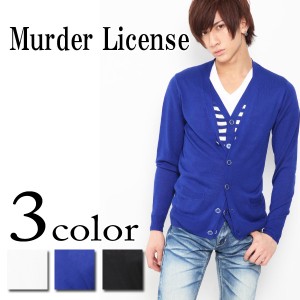 Murder License(マーダーライセンス) レイヤードボーダーニットカーディガン カーデ mens メンズ