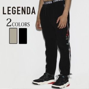 LEGENDA レジェンダ Rose Embroidery Side line Fleese Pants フリース ラインパンツ メンズ カジュアル ストリート 薔薇 ばら ローズ 刺