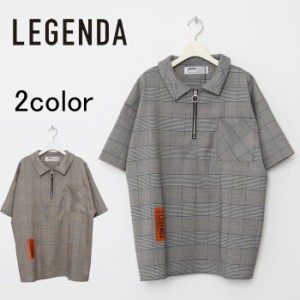 LEGENDA レジェンダ Glencheck Halfzip シャツ 半袖 メンズ レディース ユニセックス カジュアル ストーリート