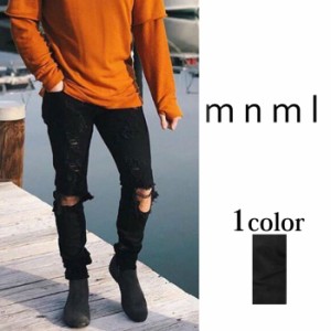 mnml【ミニマル】M47 STRETCH DENIM　17ML-AW259D メンズ デニム ストレッチ ジーンズ ストリート カジュアル ブラック スキニー 細身