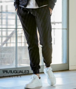 1PIU1UGUALE3 RELAX ウノピゥウノウグァーレトレ リラックス 総柄ロゴジャガードパンツ メンズ カジュアル スポーツ ジャージ ジョガー