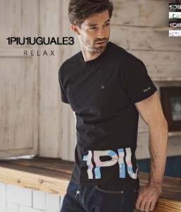 1PIU1UGUALE3 RELAX(ウノピゥウノウグァーレトレ)カモ柄ロゴ半袖Tシャツ メンズ カットソー ユニセックス カジュアル 迷彩 春夏 おしゃれ