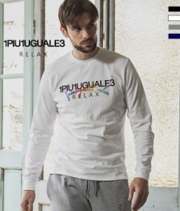 1PIU1UGUALE3 RELAX(ウノピゥウノウグァーレトレ)レインボー刺繍ダブルロゴ長袖Tシャツ ロンT メンズ 男性 カットソー カジュアル スポー