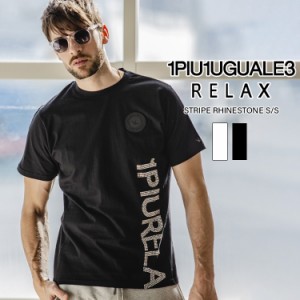 【別注限定モデル】1PIU1UGUALE3 RELAX ウノピゥウノウグァーレトレリラックス STRIPE RHINESTONE S/S 半袖 メンズ Tシャツ カットソー 