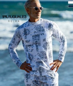 SALE セール 1PIU1UGUALE3 RELAX ウノピゥウノウグァーレトレ リラックス ペイズリー柄モックネックラッシュガード Tシャツ ロンT スポー