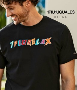 1PIU1UGUALE3 RELAX ウノピゥウノウグァーレトレ リラックス ROCKロゴ半袖Tシャツ カジュアル スポーツ カットソー 春夏