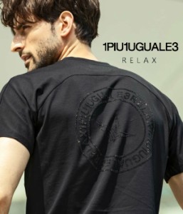 1PIU1UGUALE3 RELAX ウノピゥウノウグァーレトレ リラックス ラインストーンサークルロゴ半袖シャツ Tシャツ カットソー カジュアル スポ