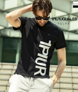 1PIU1UGUALE3 RELAX ウノピゥウノウグァーレトレ リラックス 縦ロゴ半袖Tシャツ カットソー カジュアル スポーツ