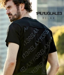 1PIU1UGUALE3 RELAX ウノピゥウノウグァーレトレ リラックス バックロゴプリント半袖Tシャツ カットソー カジュアル スポーツ メンズ