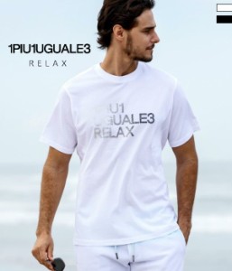 1PIU1UGUALE3 RELAX ウノピゥウノウグァーレトレ リラックス ラインストーンロゴTシャツ メンズ 男性 半袖 カットソー カジュアル スポー