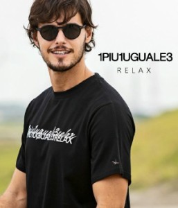 1PIU1UGUALE3 RELAX ウノピゥウノウグァーレトレ リラックス ダブルロゴTシャツ メンズ 半袖 カットソー カジュアル スポーツ ブランド