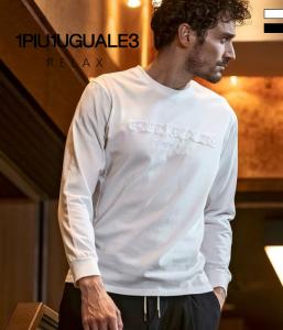 1PIU1UGUALE3 RELAX レインボーロゴ刺繍長袖Tシャツ ロンT 春夏 1PIU1UGUALE3 RELAX ウノピゥウノウグァーレトレ レインボーロゴ