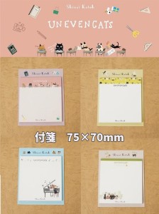 Shinzi Katoh ネコ 付箋 396円 FN01001 30枚 サイズ75x70mm シンジカトウ UNEVEN CATS メール便OK プレゼント 猫文具 フセン