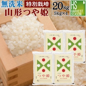 無洗米 山形県産 つや姫 20kg(5kg×4袋) 令和5年産 特別栽培米 [翌日配送]送料無料/北海道沖縄へは別途送料760円 