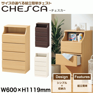 組立簡単 チェスト 幅600×高1119 Chesca チェスカ ※代引/同梱/返品不可/個別送料計算 CSC-1160H #02