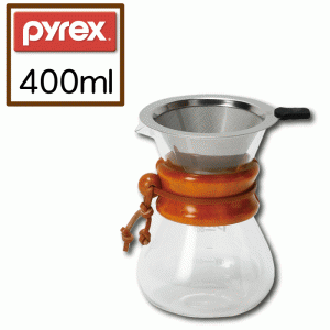 PYREX パイレックス コーヒーサーバー 400ml ステンレス フィルター付 ナチュラル ウッド ドリッパー ドリップ コーヒー サーバー 0.4L