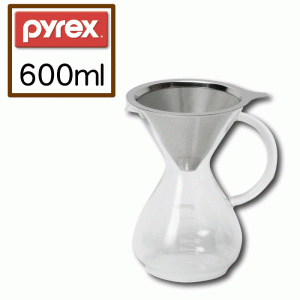 【欠品。3月入荷】PYREX パイレックス コーヒーサーバー 600ml ステンレス フィルター付 ドリッパー ドリップ コーヒー サーバー 0.6L