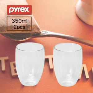 PYREX パイレックス ダブルウォールグラス 350ml 2個セット 二重構造 ダブルウォール構造 耐熱ガラス グラス コップ カップ 0.35L 2PCS 