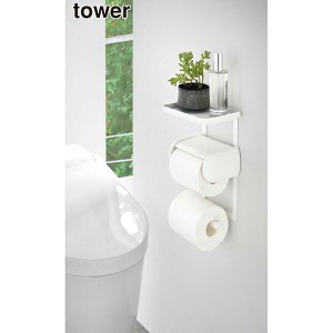 山崎実業 トイレットペーパーホルダー上ラック 2段 タワー ホワイト tower YAMAZAKI