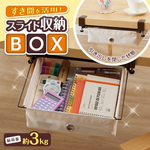 【即納】すき間を活用！スライド収納BOX≪ テーブル下の隙間を収納スペースに!! デスクやテーブル裏に取り付けできる 後付け引き出し ≫