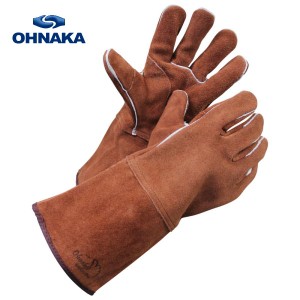作業革手袋 牛革手袋 BR-5207 茶太郎 内綿床革手袋 10双組 熔接 溶接 全長34cm 大中産業 OHNAKA
