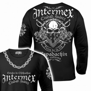 長袖 Tシャツ ロンT 服 INTERMEX (インターメックス) パイレーツスカル 海賊 ドクロ itm-060 黒 白 ギャング バイカー ライダース バイク